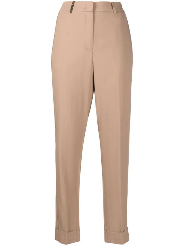 high-waisted tapered-leg trousers