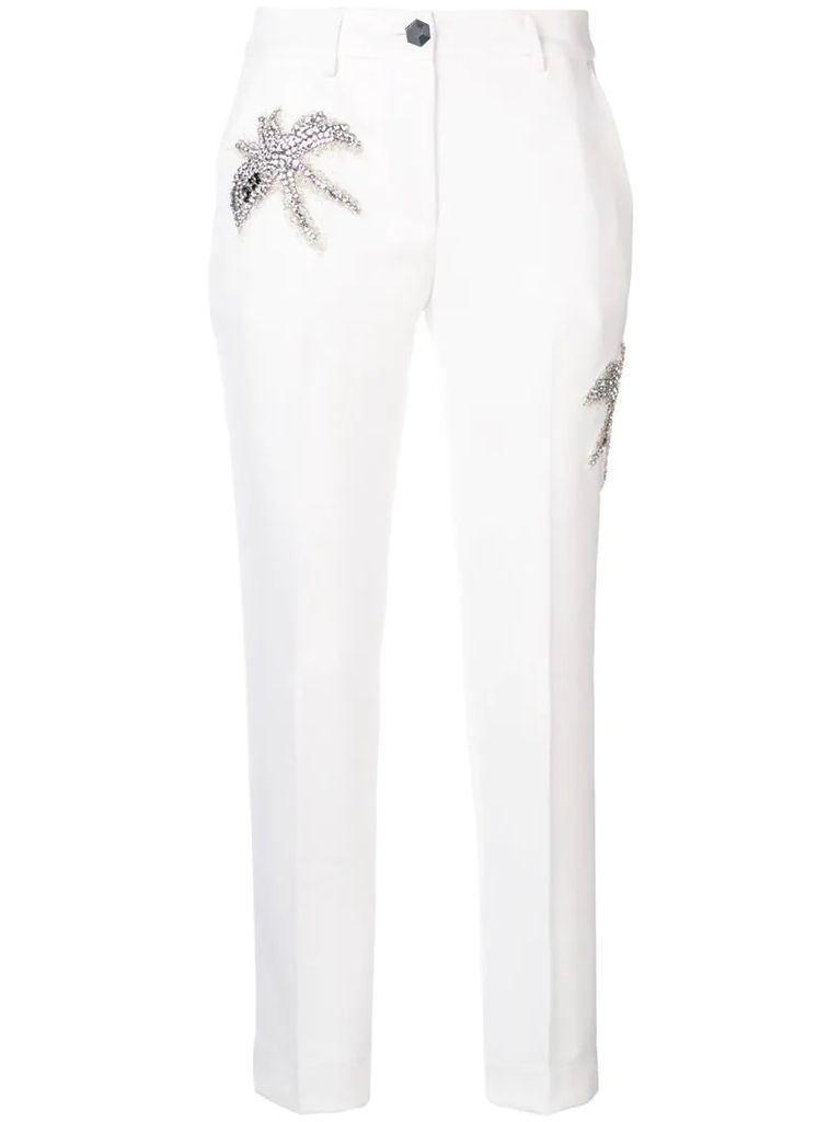 embellished patch trousers