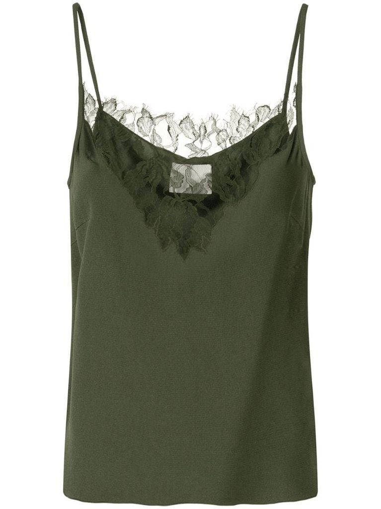 lace-panelled crepe camisole