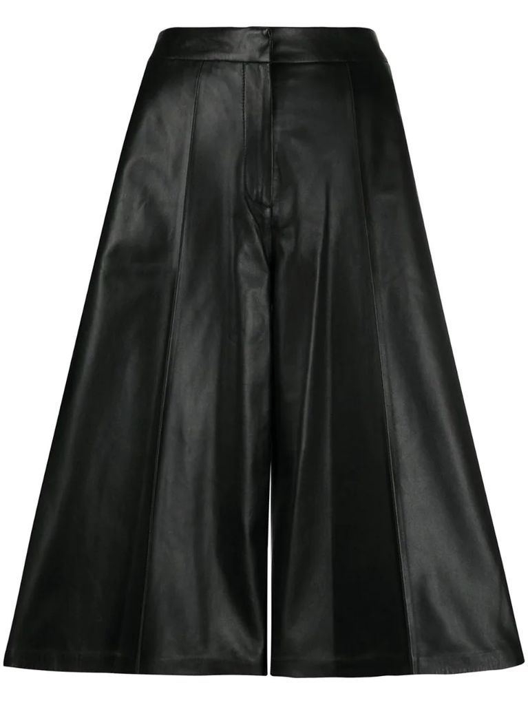 leather cropped palazzo trousers