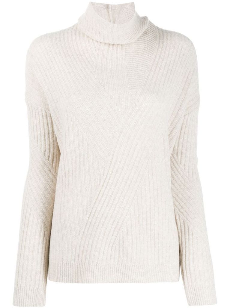 ribbed knit turtleneck sweater