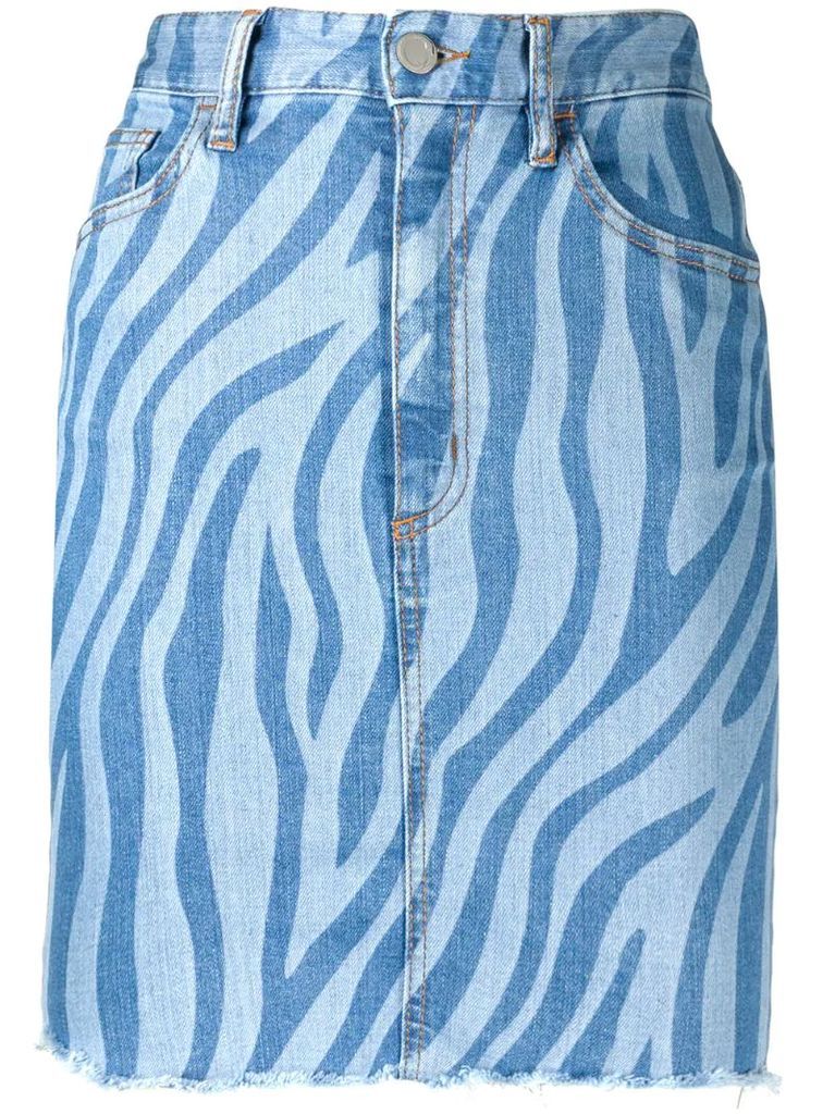 zebra print denim skirt