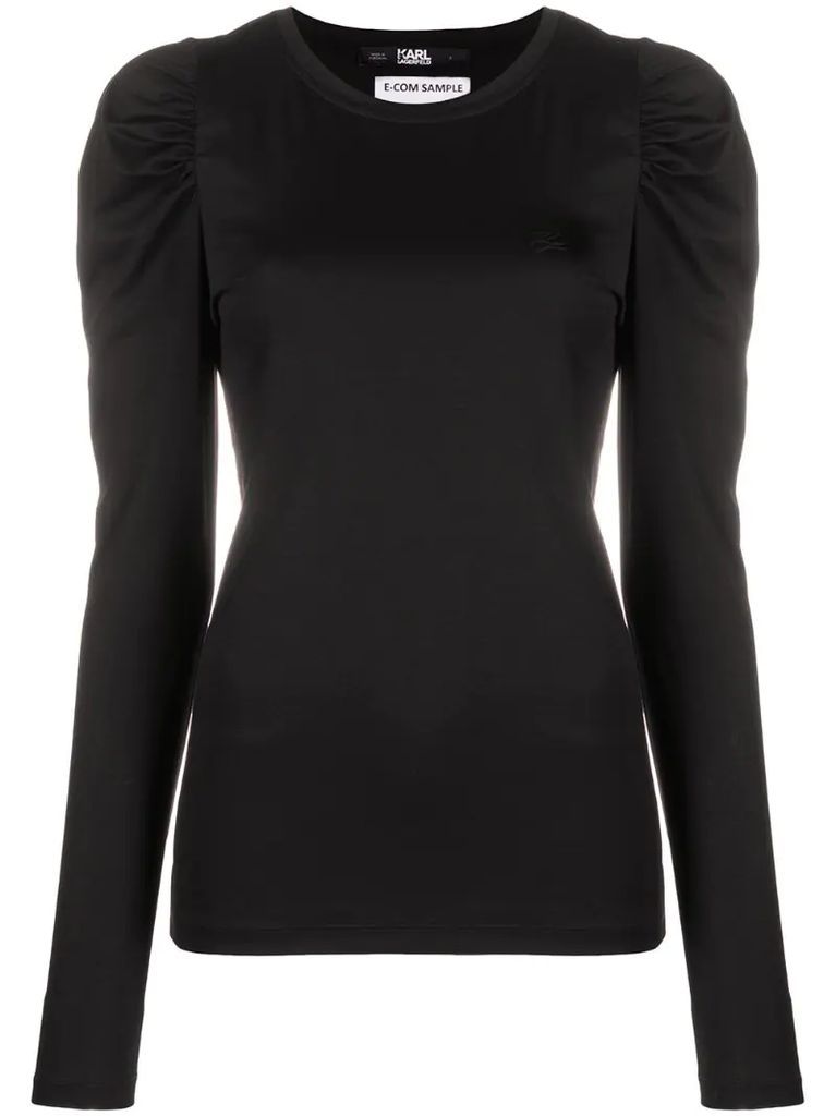 ruched long-sleeve top