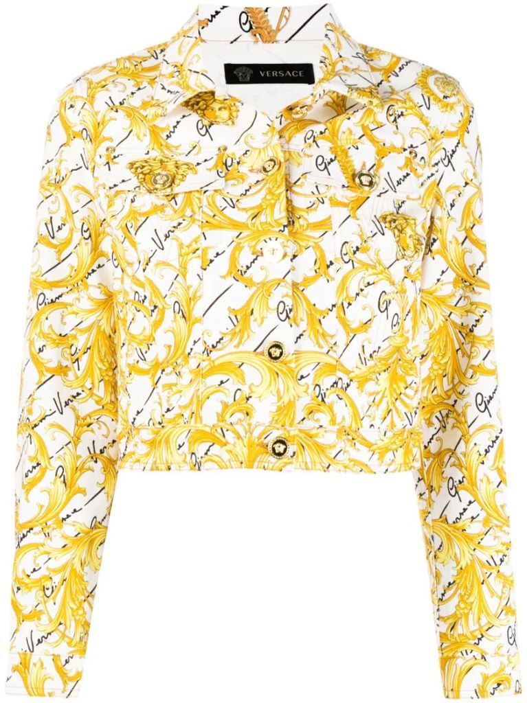 baroque print cropped jacket