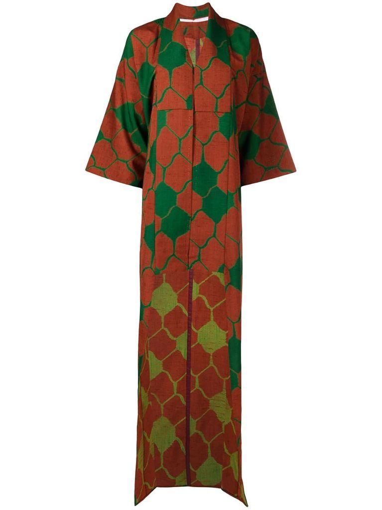 1990s geometric pattern kimono coat