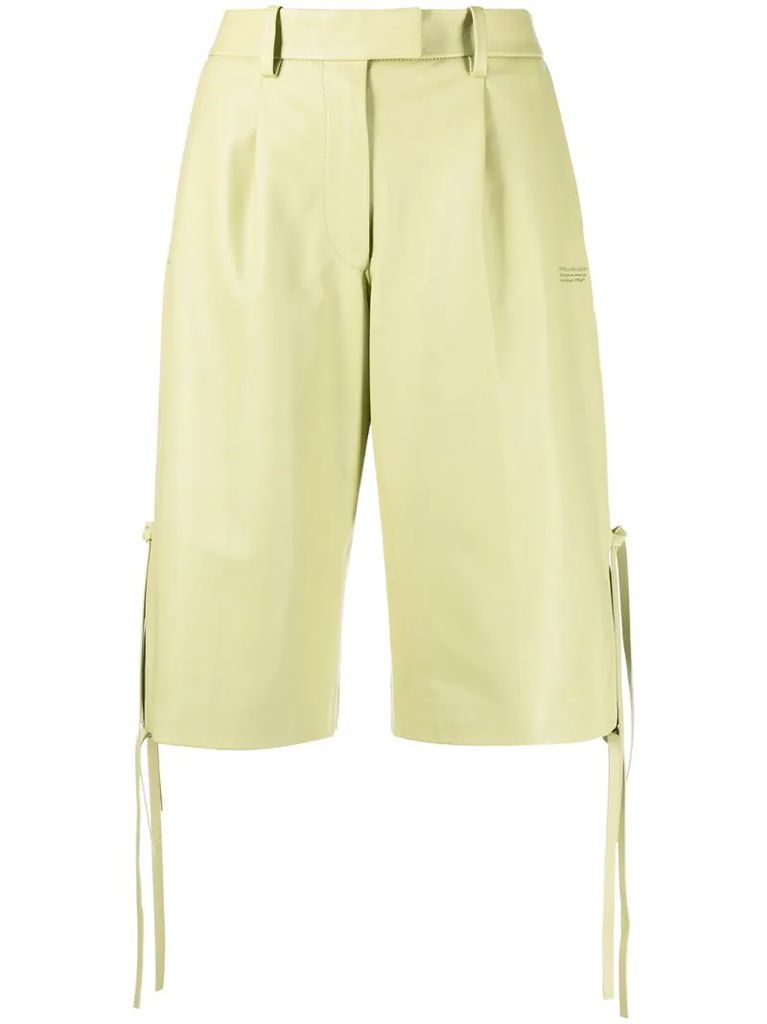 LEATHER STRINGS FORMAL SHORTS LIGHT GREE