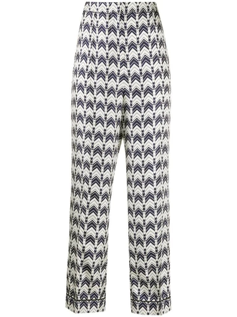 patterned straight leg trousers