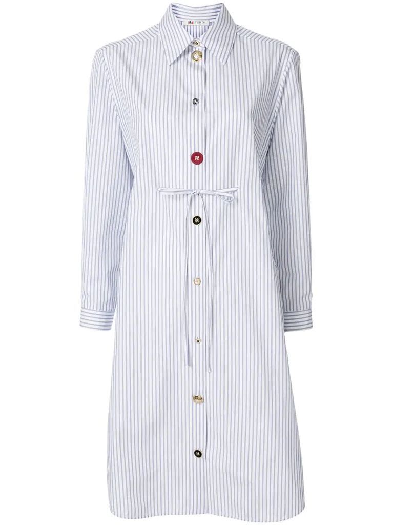 multi-button pinstriped shirt dress