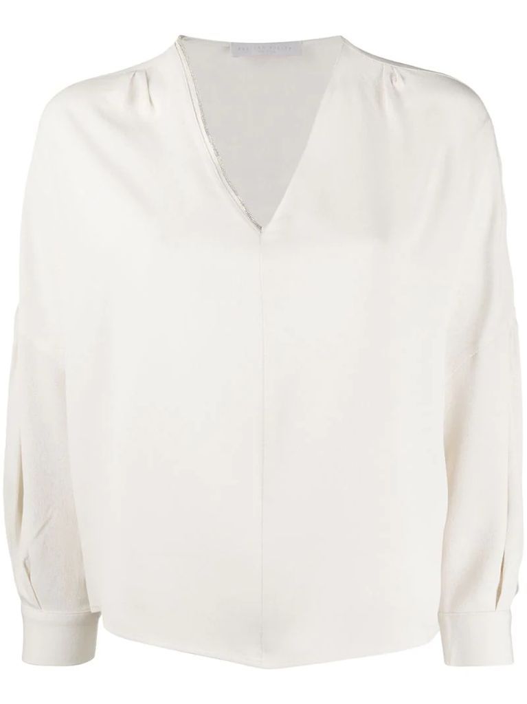 pleated crepe blouse