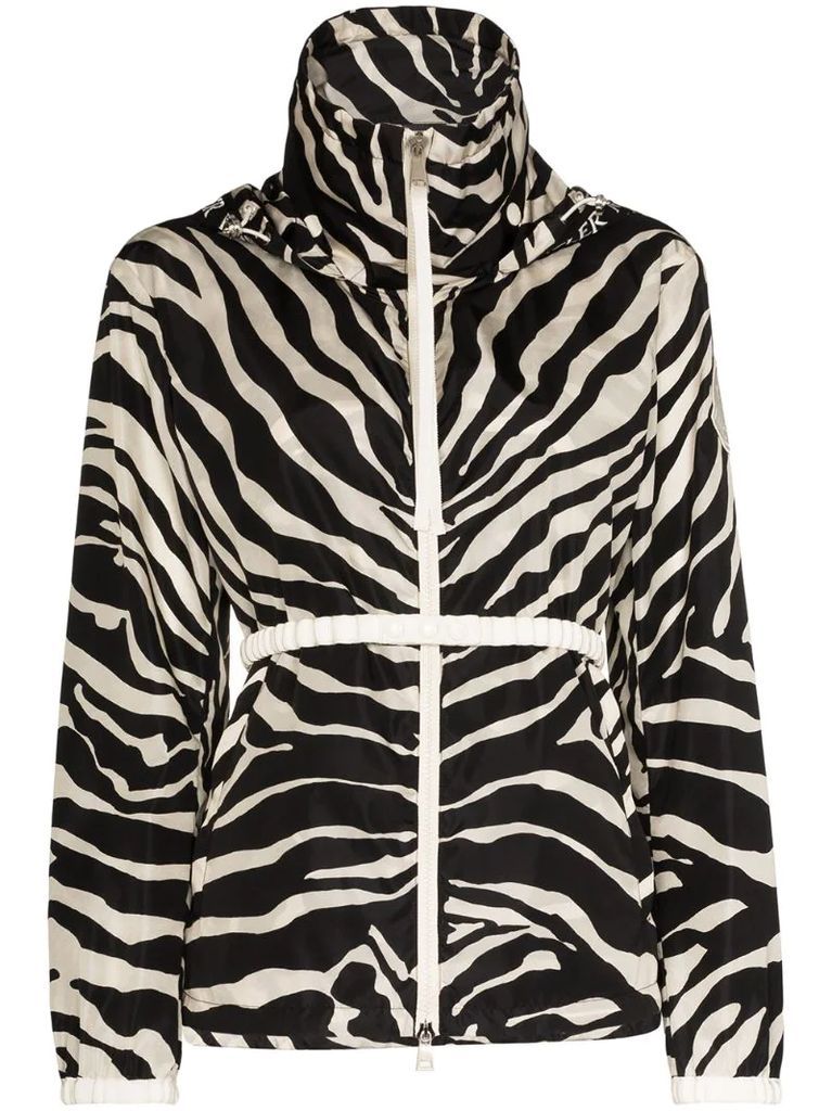 zebra print hooded jacket