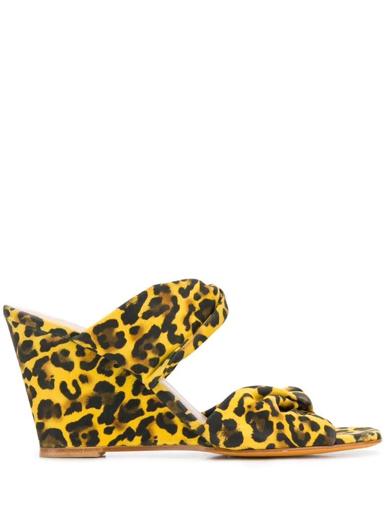 Carine leopard-print wedge sandals