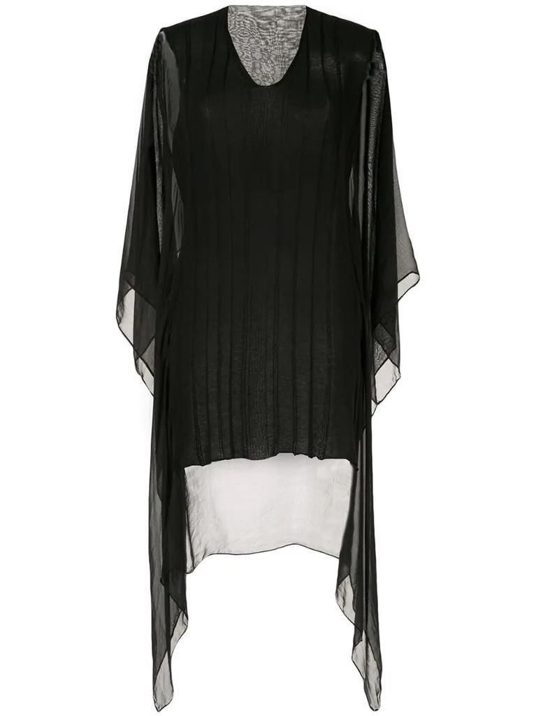 sheer panel draped top