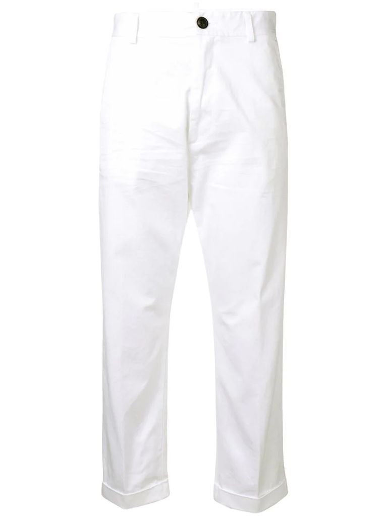 high-waisted chino trousers