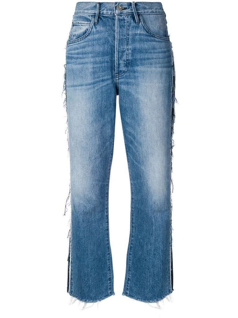 side tape straight jeans