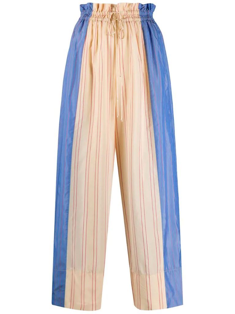 striped two-tone trousers