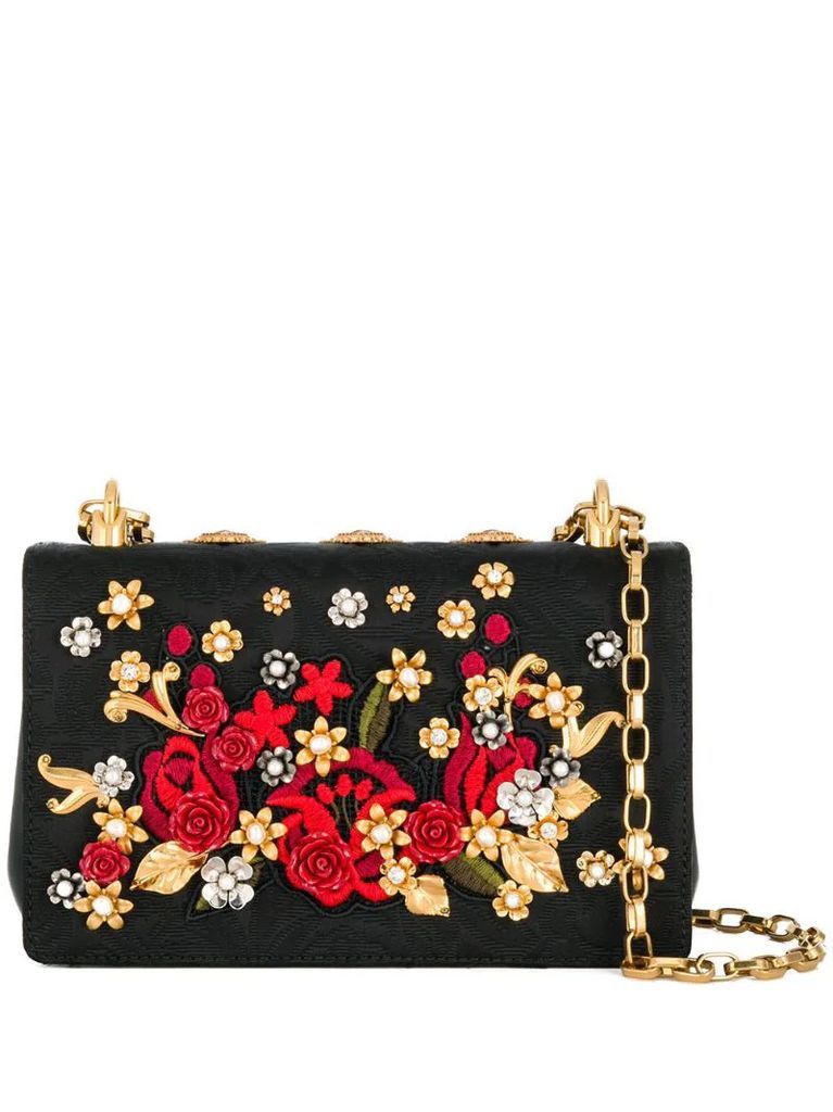 floral embellished shoulder bag