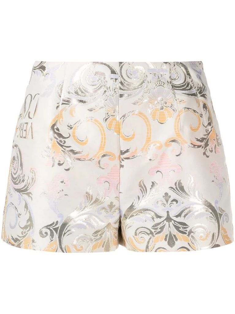 Baroque-pattern brocade shorts