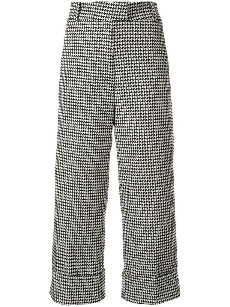 houndstooth cropped trousers