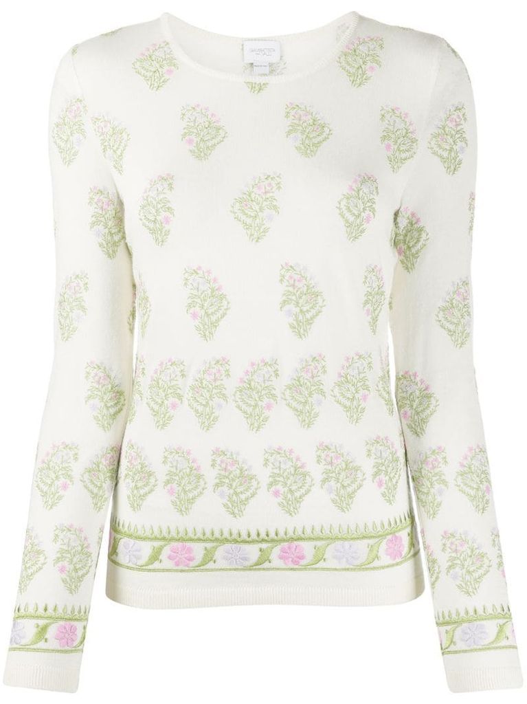 knitted floral embroidered jumper
