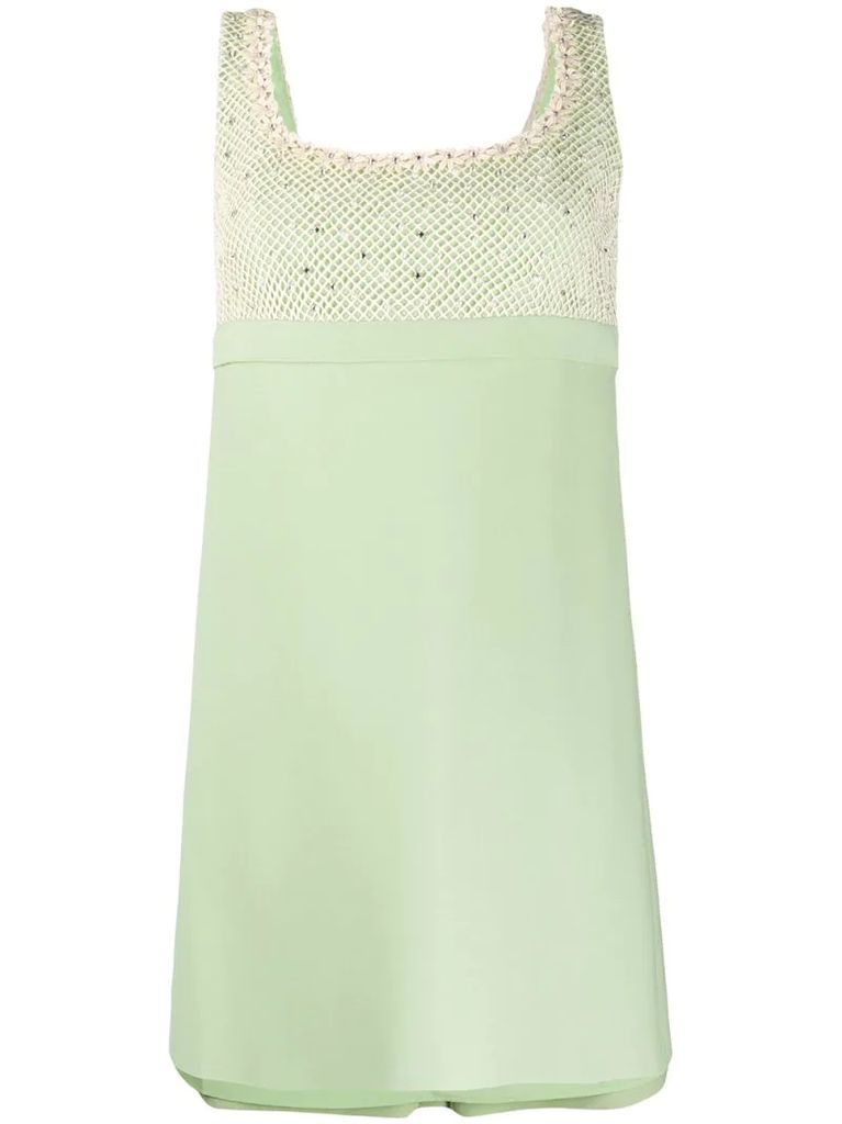crystal and pearl embellished mini dress