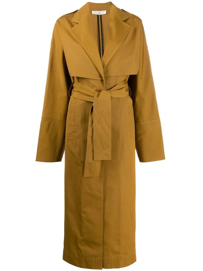 tie-waist trench coat