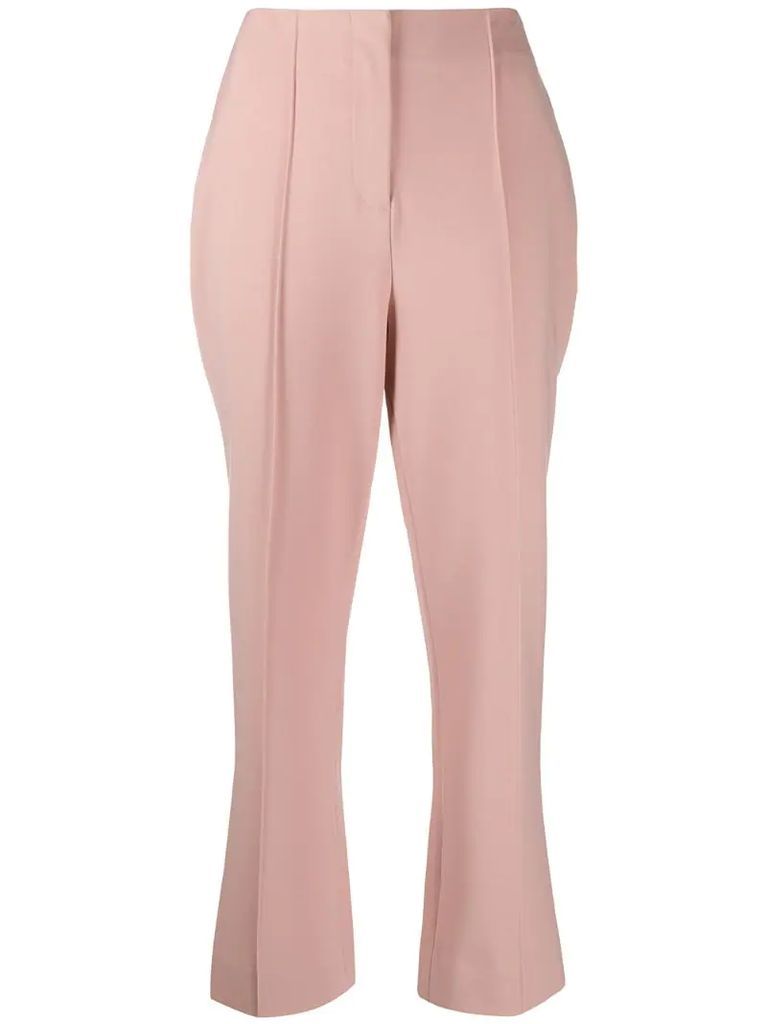 high-rise pintuck cropped trousers