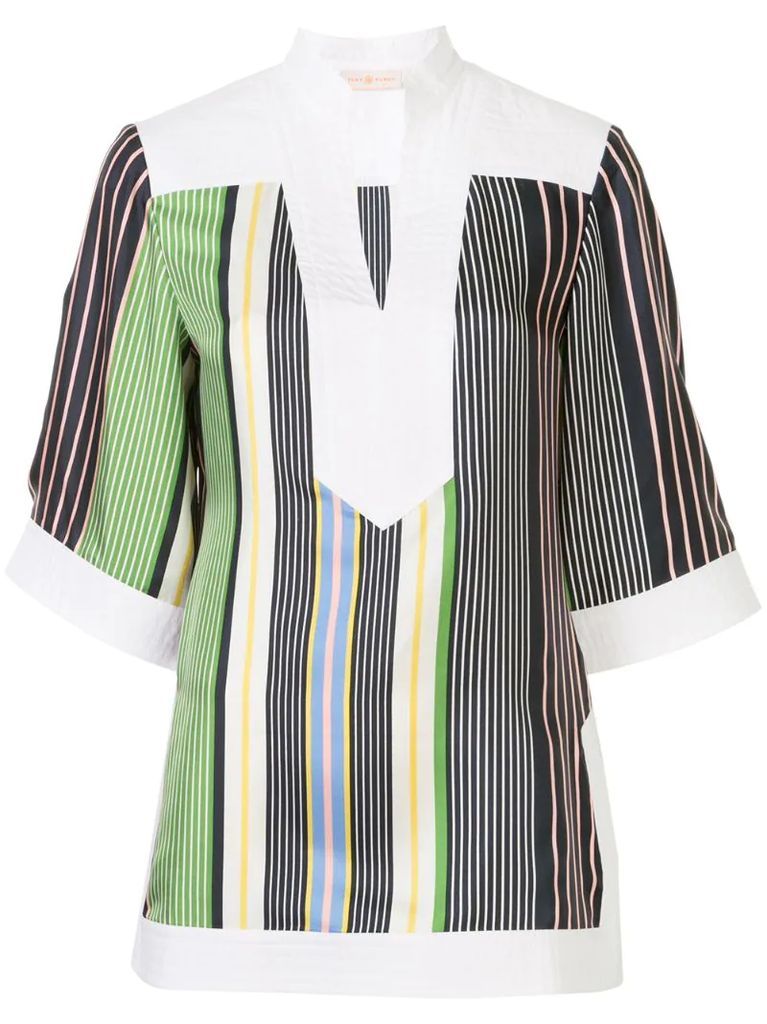 open-collar striped tunic