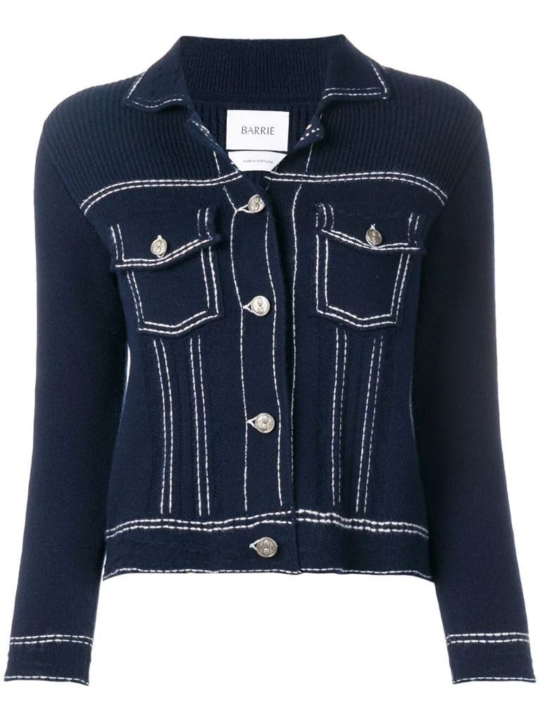 denim style knitted cardigan