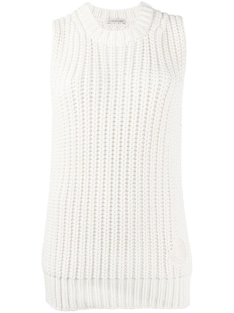 ribbed crew neck knitted vest