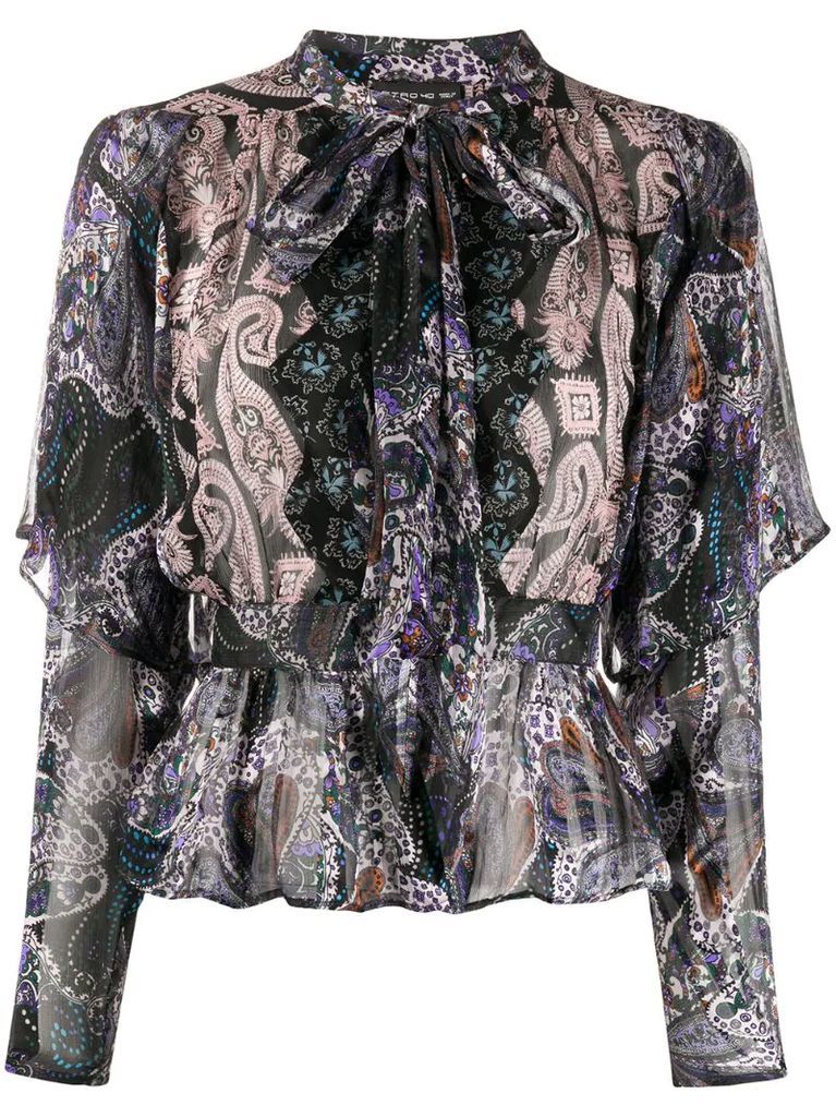paisley-print frilled blouse