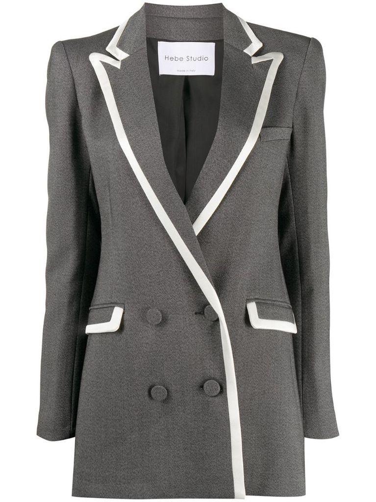 contrast-trim double breasted blazer