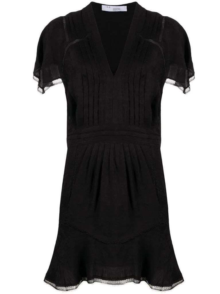 pleat-detail short-sleeve dress