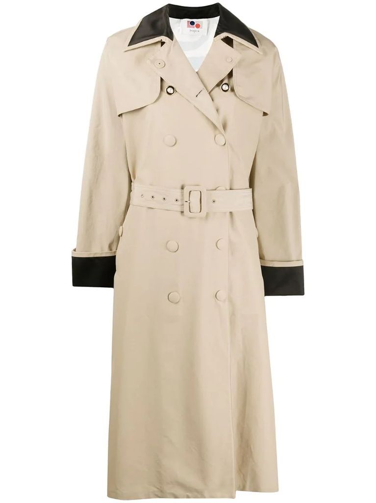 contrast-panel trench coat