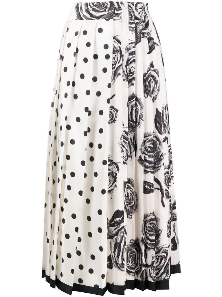 Longette printed pleated midi skirt