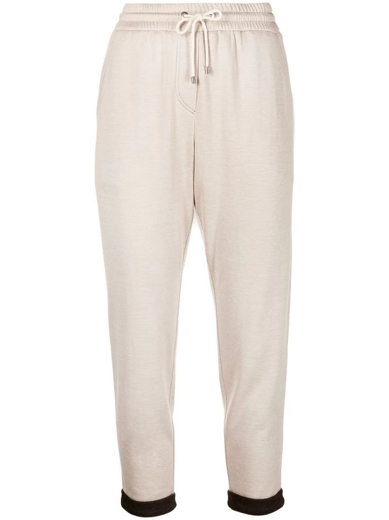 cropped turn-up cuffed trackpants