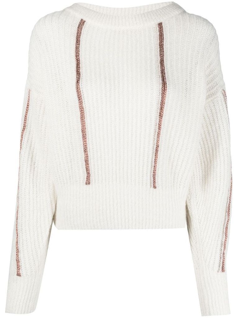 metallic-effect purl-knit jumper