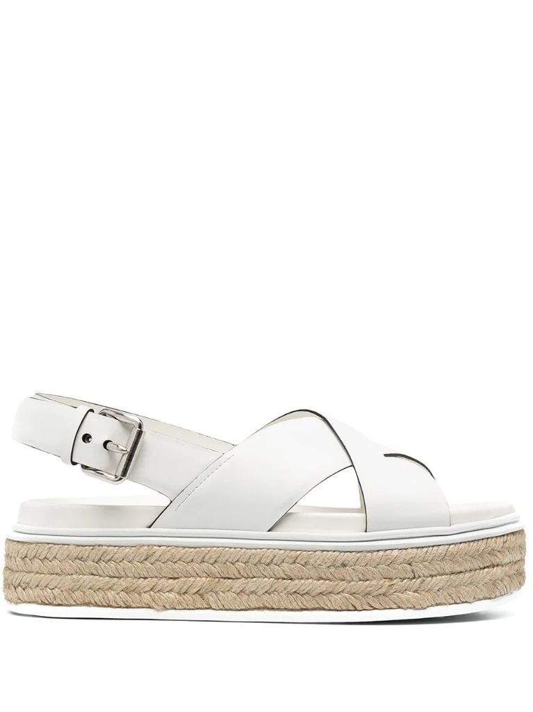 crossover leather espadrille sandals