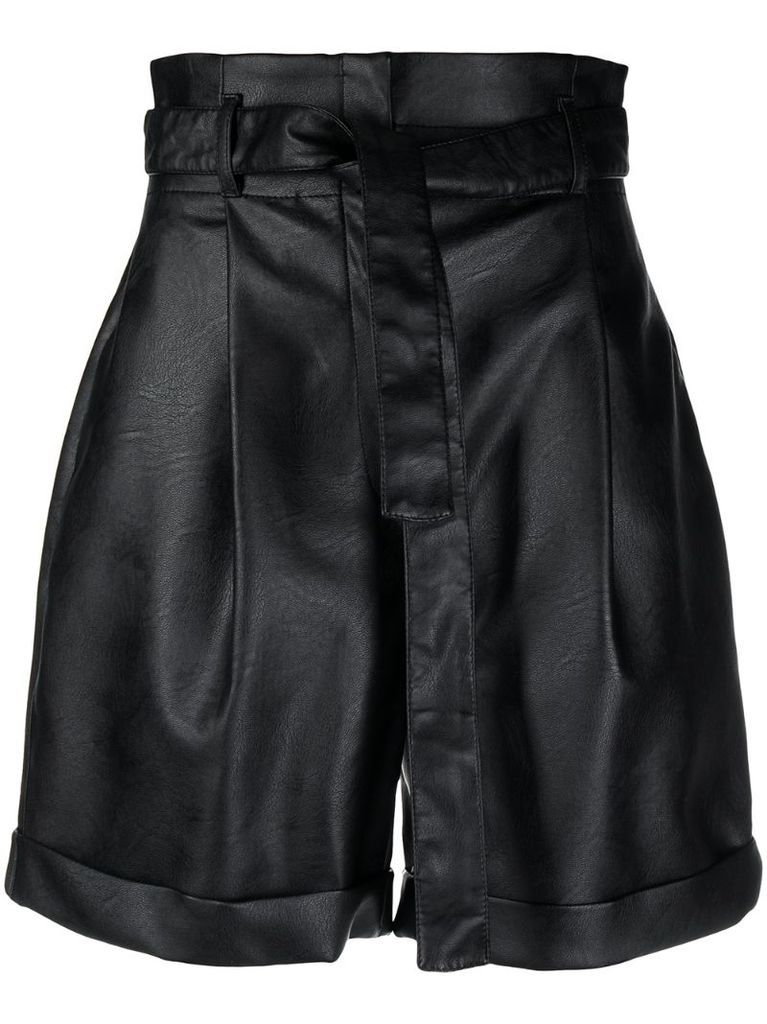 faux-leather shorts