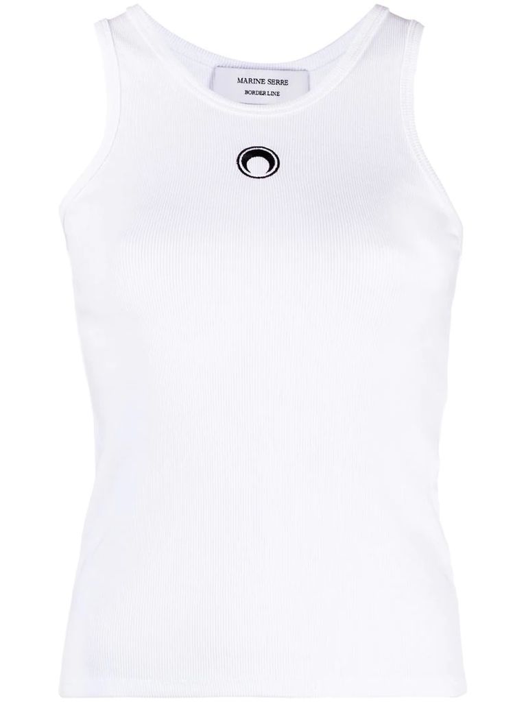 embroidered logo ribbed tank top