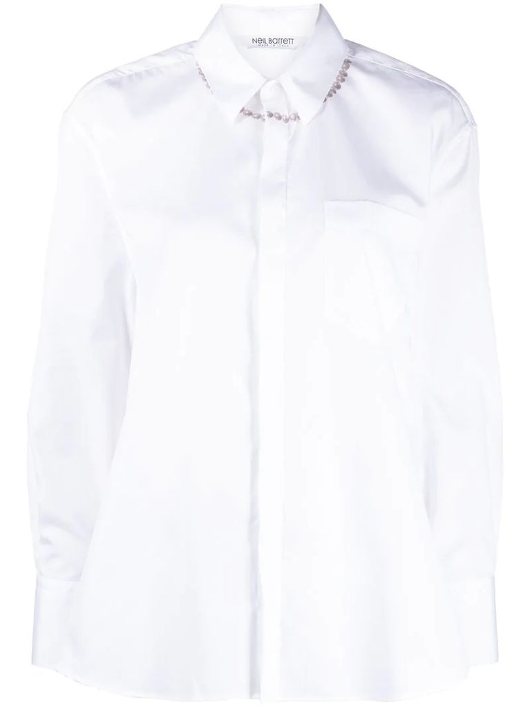 pearl-print long-sleeve shirt