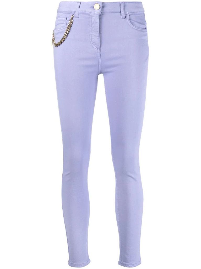 super skinny denim trousers with charm