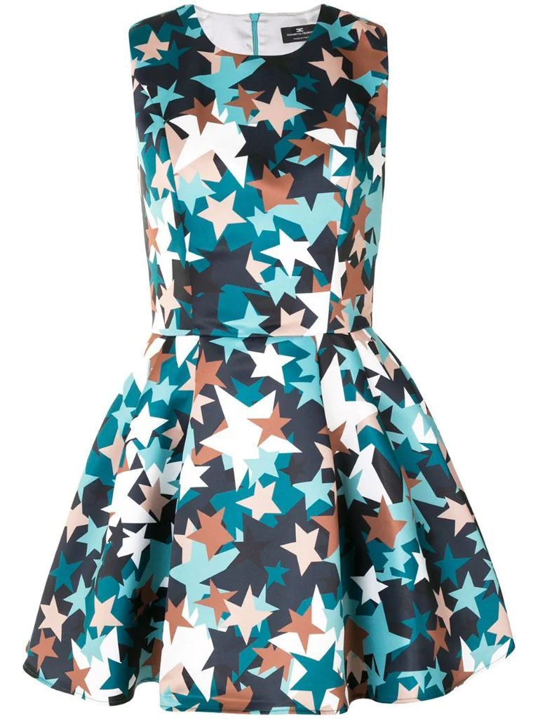 star-print flared mini dress