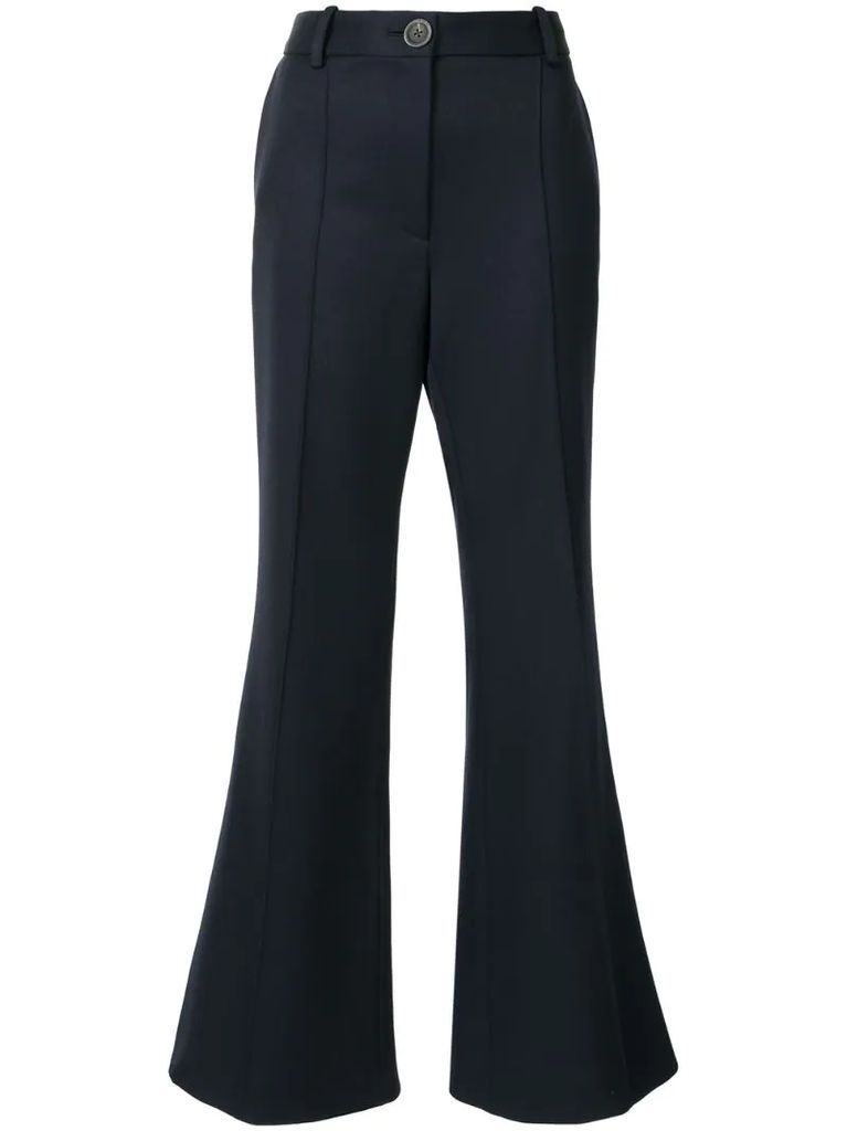 high-waisted cropped wool trousers