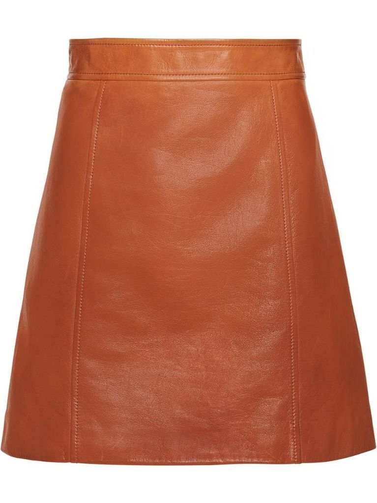 A-line leather mini skirt