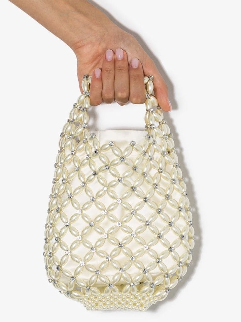 faux-pearl crystal embellished handbag