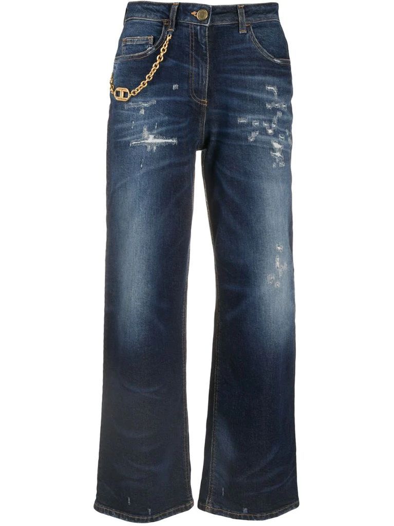 wide-leg cropped jeans