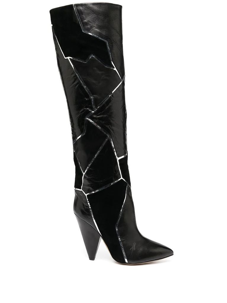 graphic-print pointed-toe boots