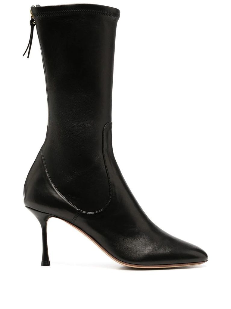 rear-zip pointed boots