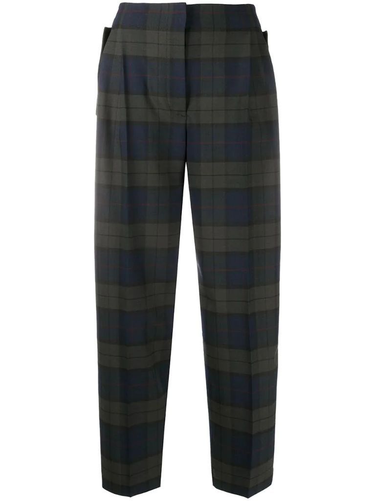 check print tapered trousers