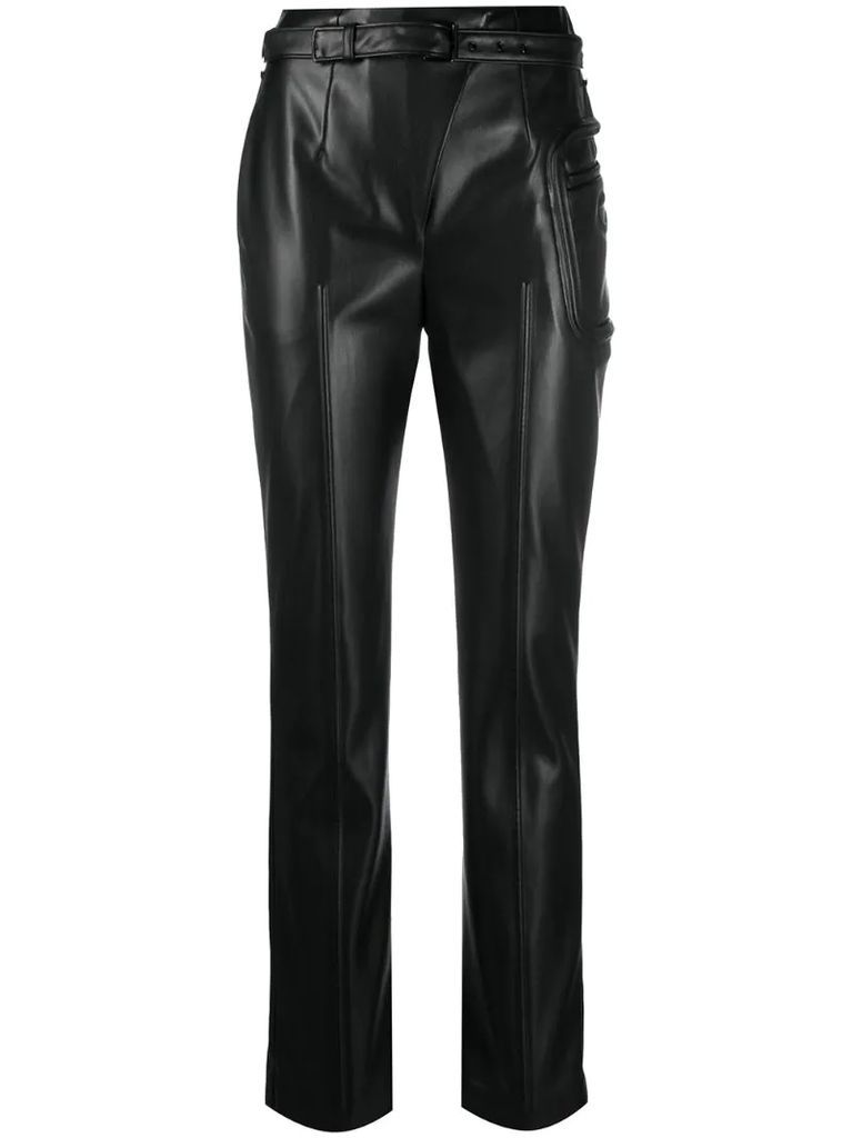 mid-rise leather-effect trousers